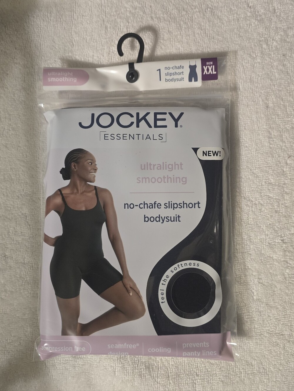 Jockey Essentials Black No-Chafe Slipshort Bodysuit
